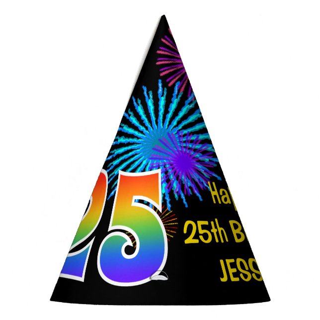 Chapeaux De Fêtes Feux d'artifice d'amusement + Motif "25" (Gauche)