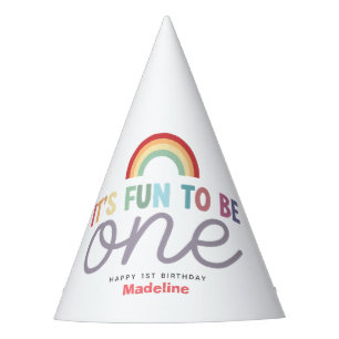 Chapeaux De Fêtes Fille Arc-en-Ciel Amusement Pour Être Un 1er Anniv