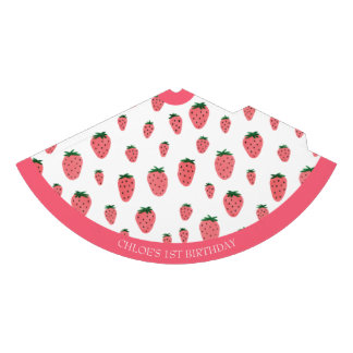 Chapeaux De Fêtes Fille aux fraises mignonne Premier anniversaire Pa