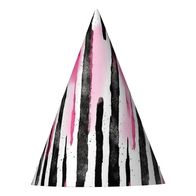 Chapeaux De Fêtes Fille rose blanc noir Zèbre rayures (Devant)