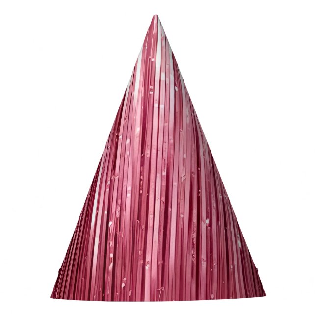 Chapeaux De Fêtes Fille rose Glam Glitzy Tinsel Stripes Anniversaire (Devant)
