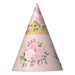 Chapeaux De Fêtes Filles de verdure rose et dorée
