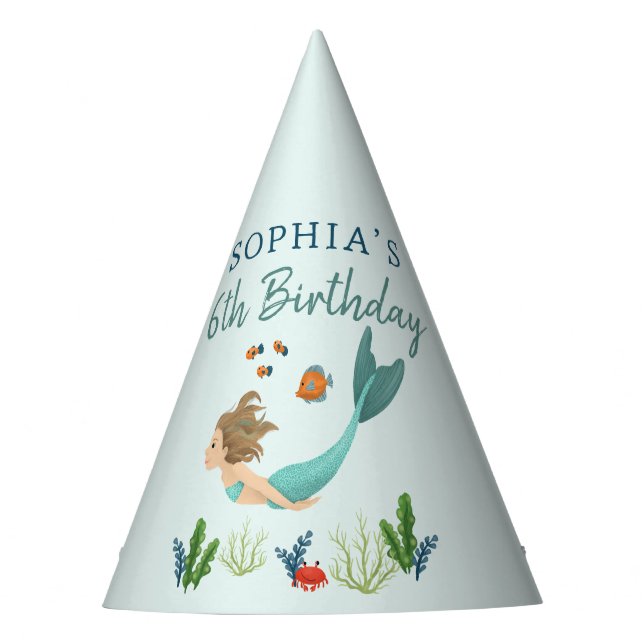 Chapeaux De Fêtes Filles mignonnes Sous La Mer Anniversaire de enfan (Devant)