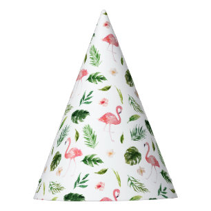 Chapeaux De Fêtes Flamant rose d'aquarelle Motif tropical
