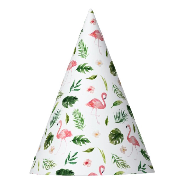 Chapeaux De Fêtes Flamant rose d'aquarelle Motif tropical (Devant)