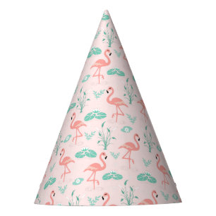 Chapeaux De Fêtes Flamant rose vintage et Motif Lily d'eau