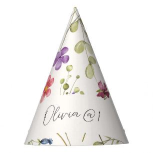 Chapeaux De Fêtes Fleur d'aquarelle printemps mignonne 1er anniversa