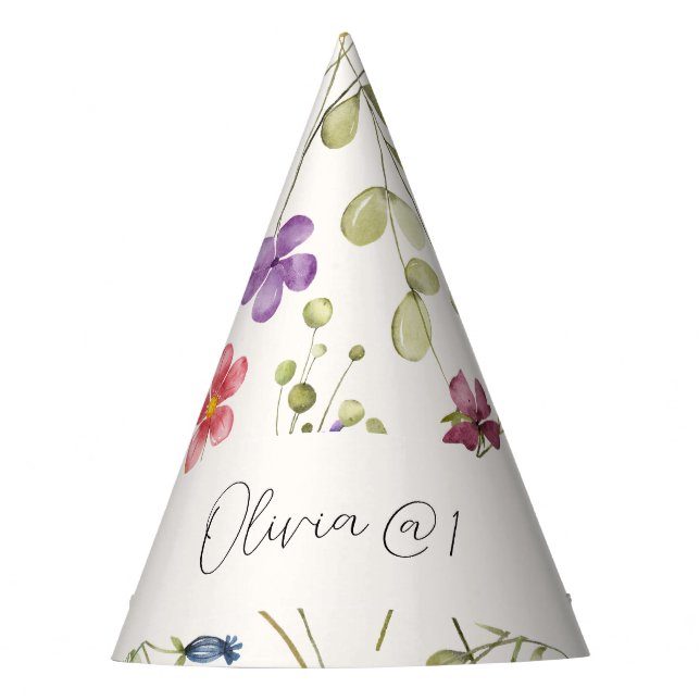 Chapeaux De Fêtes Fleur d'aquarelle printemps mignonne 1er anniversa (Devant)