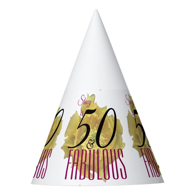 Chapeaux De Fêtes Fleur de cactus jaune 50 et Fabuleux anniversaire (Devant)