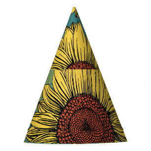 Chapeaux De Fêtes Fleur de soleil à main bleu