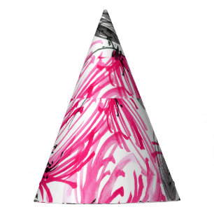 Chapeaux De Fêtes Fleur rouge orientale : Motif d'aquarelle.