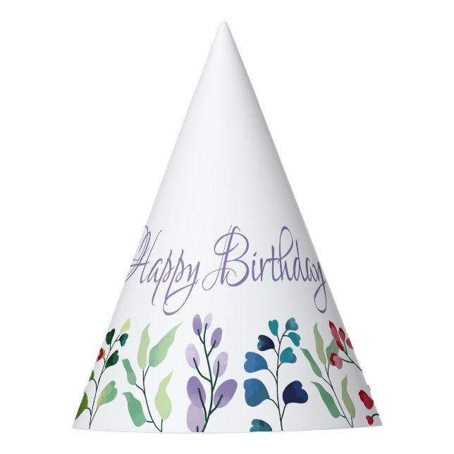 Chapeaux De Fêtes Fleur sauvage aquarelle fleurie premier anniversai (Devant)