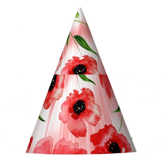 Chapeaux De Fêtes Fleurs d'aquarelle : ikat de pavot. (Devant)