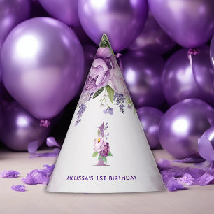 Chapeaux De Fêtes Fleurs De Jardin Violet Et Rose 1er Anniversaire