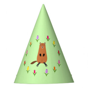 Chapeaux De Fêtes Fleurs de marmotte et de tulipe mignonnes