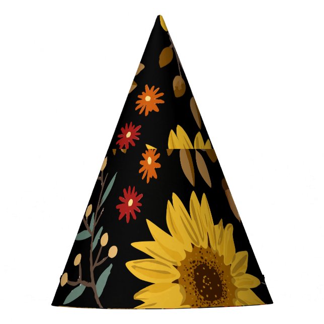 Chapeaux De Fêtes Fleurs de soleil d'automne : Arrière - plan noir d (Devant)