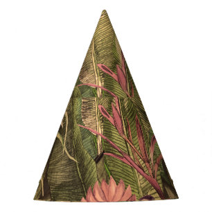 Chapeaux De Fêtes Fleurs Feuilles tropicales Motif aquarelle