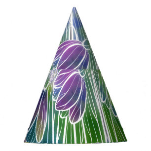 Chapeaux De Fêtes Fleurs printanières, herbes, bordure transparente