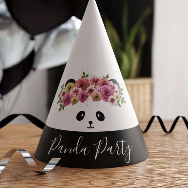 Chapeaux De Fêtes Floral Panda Bear Fille Anniversaire Casquettes (🐼 Just add your name! Great for Panda Parties! 🐼)