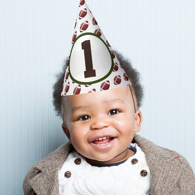Chapeaux De Fêtes Football 1ère année après l'anniversaire (First year down - birthday paper  party hat)