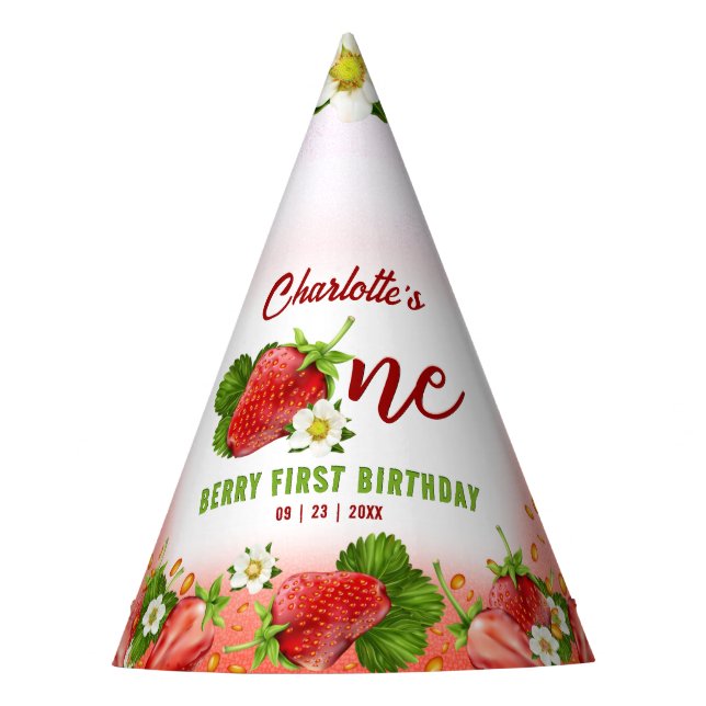 Chapeaux De Fêtes Fraise UNE fête d'anniversaire (Devant)