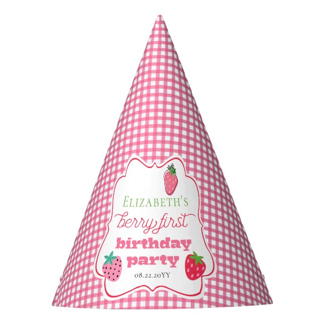 Chapeaux De Fêtes Fraises Fille Berry Premier anniversaire fête (Devant)