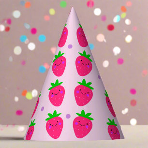 Chapeaux De Fêtes Fraises Motifs roses mignonnes Fille d'anniversair