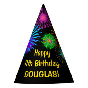 Chapeaux De Fêtes Fun Fireworks + Rainbow Motif "11" Anniversaire #