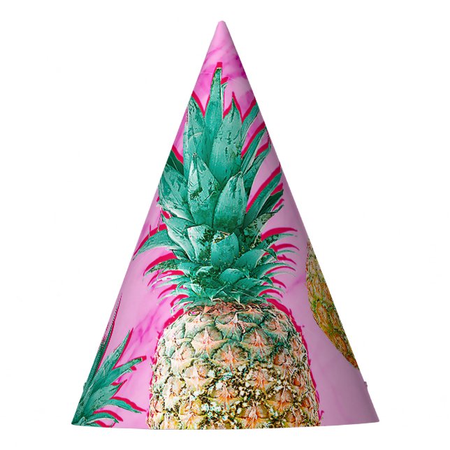 Chapeaux De Fêtes Fun Tropical Ananas & Pink Marble Chic Party (Devant)