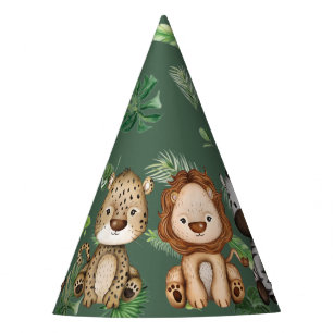 Chapeaux De Fêtes Fun Wild Jungle Safari Animaux Végétation Annive