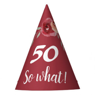 Chapeaux De Fêtes Funny Bourgogne Roses Floral 50e anniversaire