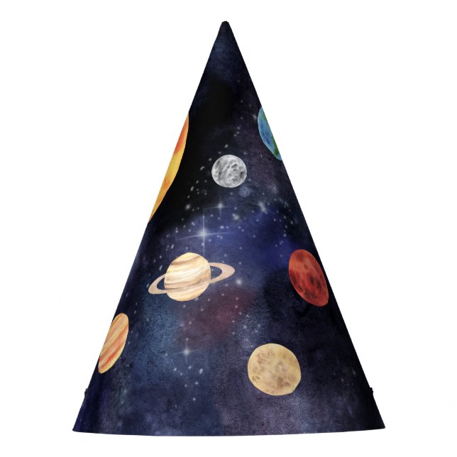 Chapeaux De Fêtes Galaxie Bleue Moderne Planètes Espace (Devant)