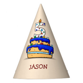 Chapeaux De Fêtes Garçon 5e anniversaire, 5 sur Gâteau bleu doux