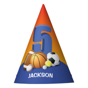 Chapeaux De Fêtes Garçon 5e anniversaire Sports Balls