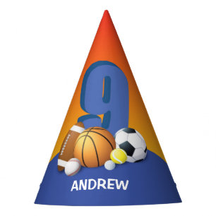 Chapeaux De Fêtes Garçon 9e Anniversaire Sports Balls