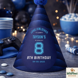 Chapeaux De Fêtes Garçons Moderne Cool Bleu Jeux 8ème Anniversaire