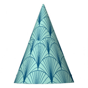 Chapeaux De Fêtes Géométrie Vert Mer : Motif ventilateur.