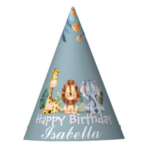 Chapeaux De Fêtes giraf giraf zoo animaux jungle Floral Anniversaire