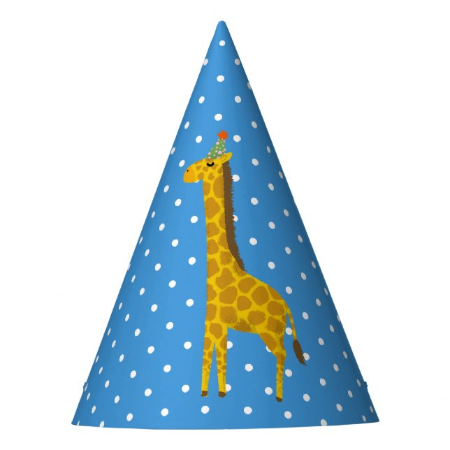 Chapeaux De Fêtes Giraffe Bleue avec points blancs (Devant)