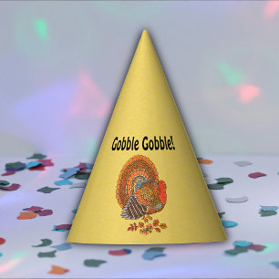 Chapeaux De Fêtes Gobble Homme Turquie Automne Plumes colorées Jaune