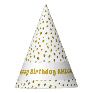Chapeaux De Fêtes Gold Faux Parties scintillant Motif Joyeux anniver