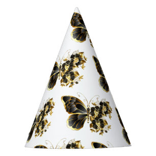 Chapeaux De Fêtes Gold flower Butterfly with Black Orchid