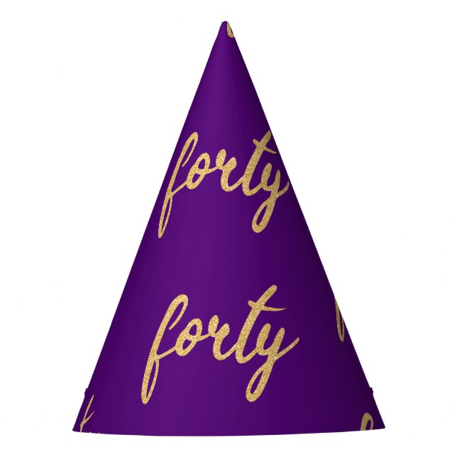Chapeaux De Fêtes Gold Purple "Quarante" 40 Anniversaire Parties sci (Devant)