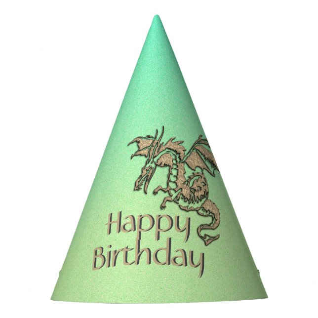 Chapeaux De Fêtes Golden Dragon Green Anniversaire (Devant)