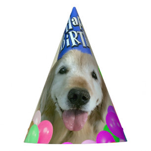 Chapeaux De Fêtes Golden Retriever Chien avec Ballons Anniversaire