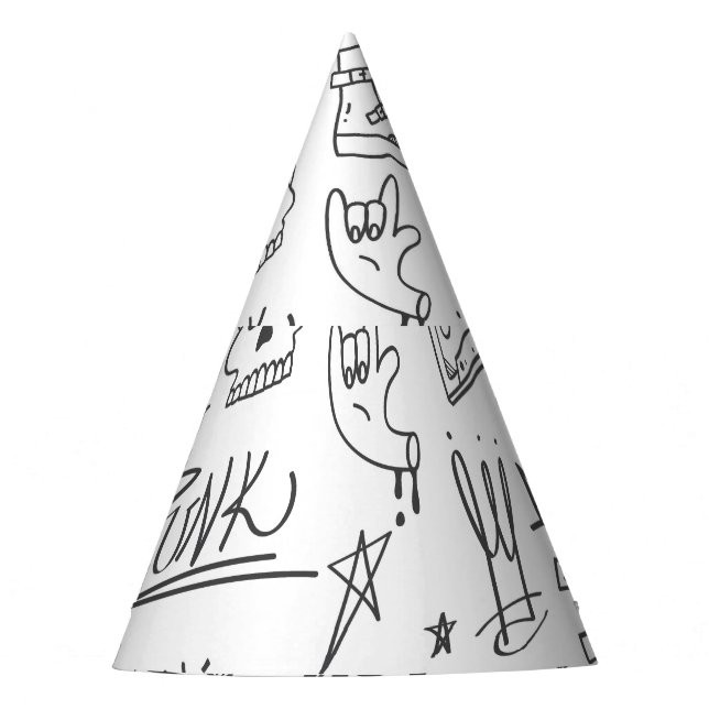 Chapeaux De Fêtes Graffiti Doodles : Punk Music Scribble (Devant)