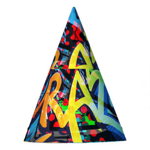 Chapeaux De Fêtes Graffiti lumineux, design graphique urbain.