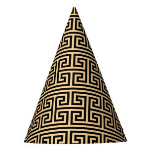 Chapeaux De Fêtes Grec Meander Carré clé H Motif Brown