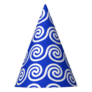 Chapeaux De Fêtes Grec Meander Key Waves Motif Bleu