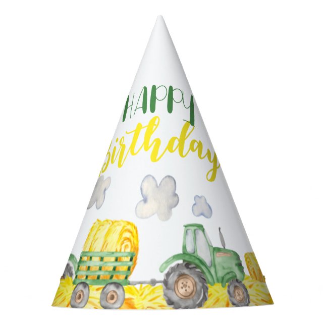Chapeaux De Fêtes Green Tractor Farm Casquette de fête d'anniversair (Devant)